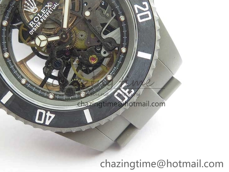 116610 Bezel Skeleton DIal Best Sandblasted Edition on ROF Andrea Submariner Carbon SA3130 Pirlo 0308